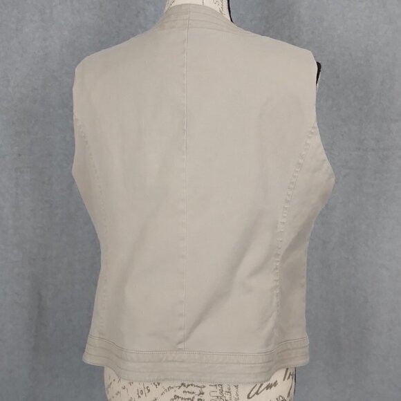 Chico’s | Cotton Khaki Vest Open Front | Size L (12) - Picture 5 of 8